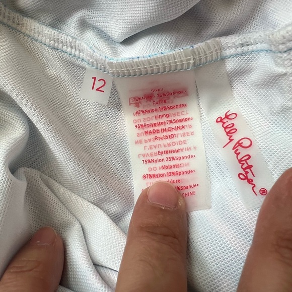 Lilly Pulitzer Tropical Blue and Pink One-Shoulder Swimsuit - Picture 4 of 4